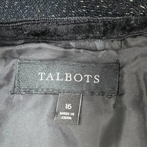 Talbots 16 Black & Gold  wool Pencil Skirt 25" Long Knee Length - Picture 2 of 4